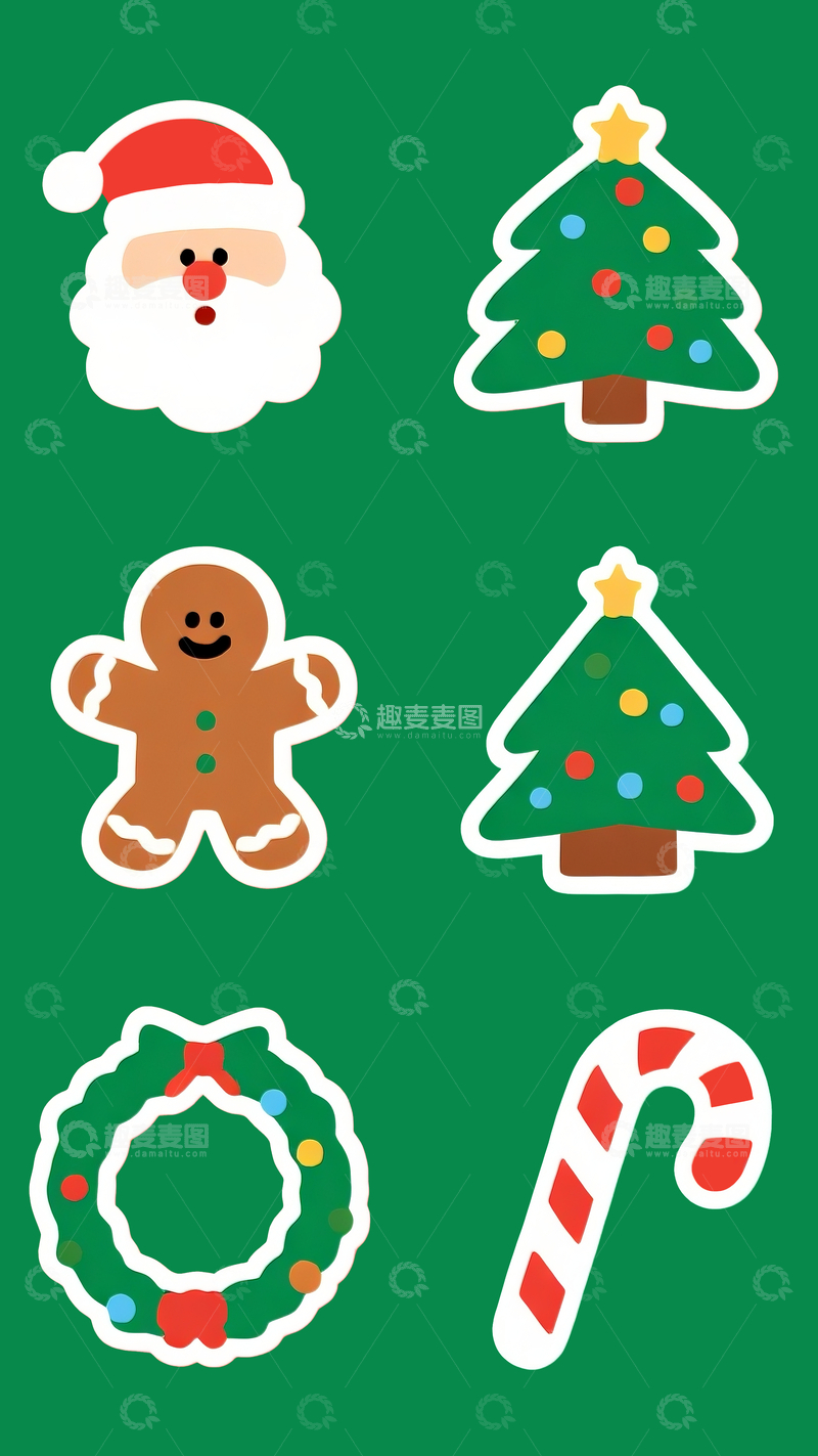 源文件下载【趣麦麦图】圣诞节扁平插画元素2