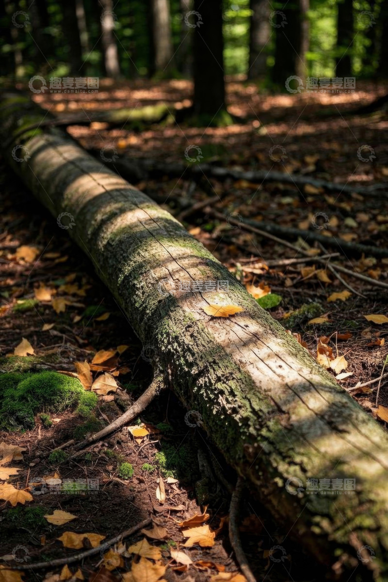 高清大图下载【趣麦麦图】森林中倒木与落叶景象
