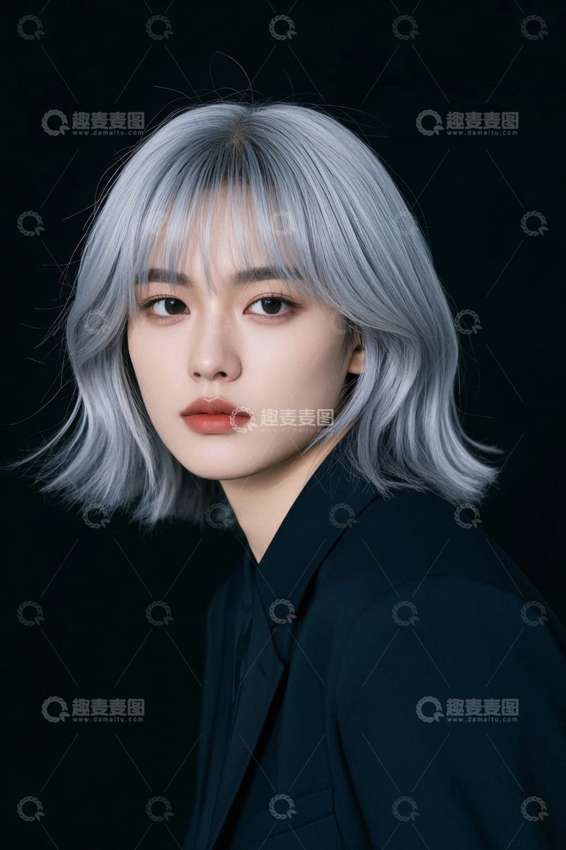 高清大图下载【趣麦麦图】银发短发女子时尚写真