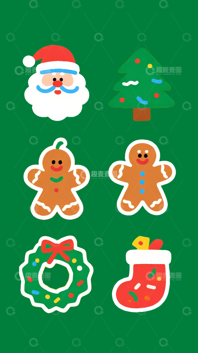 源文件下载【趣麦麦图】圣诞节扁平插画元素4