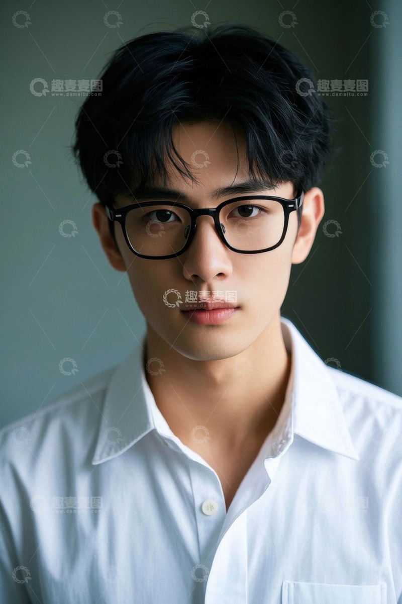 高清大图下载【趣麦麦图】戴眼镜的清秀少年写真