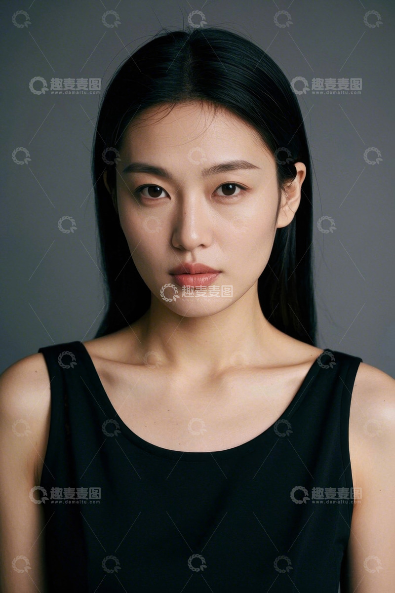 高清大图下载【趣麦麦图】年轻女子黑色背心写真照