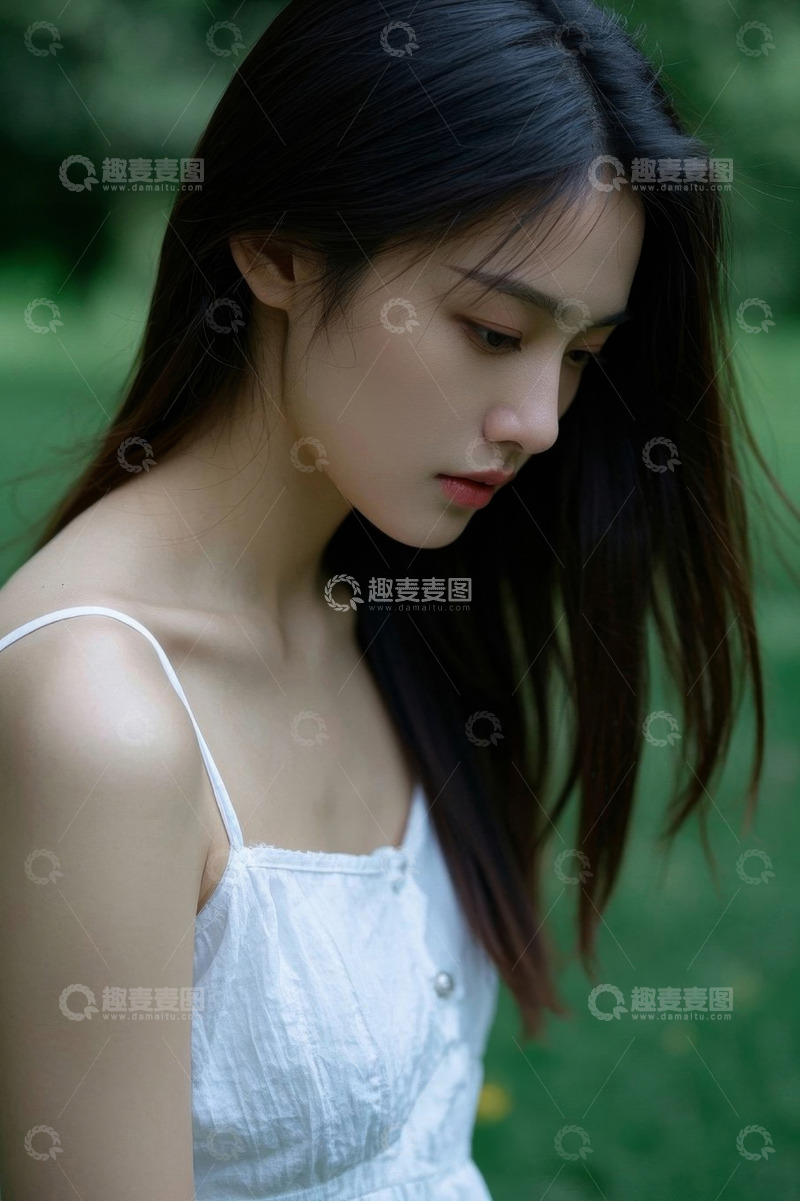 高清大图下载【趣麦麦图】清纯少女户外写真温柔侧颜