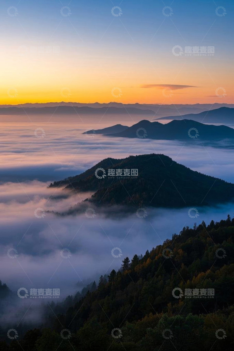 高清大图下载【趣麦麦图】山间云海日出自然景观