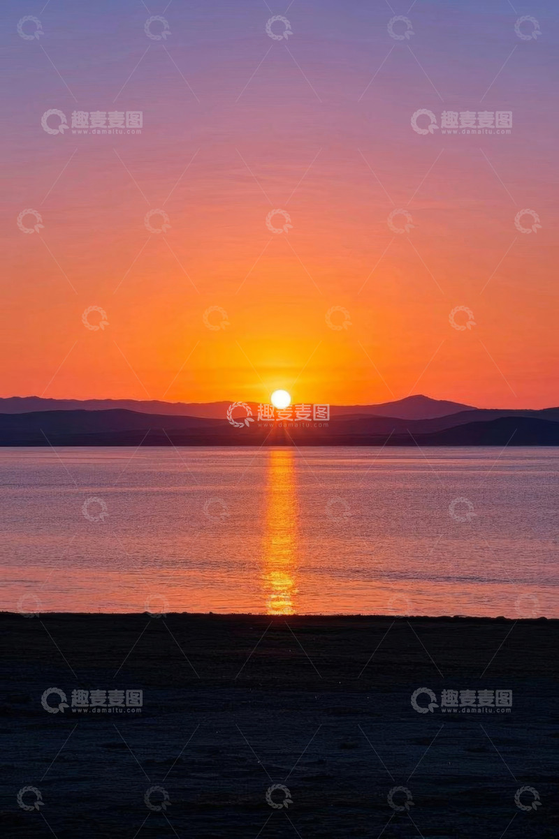 高清大图下载【趣麦麦图】湖畔日落自然风光