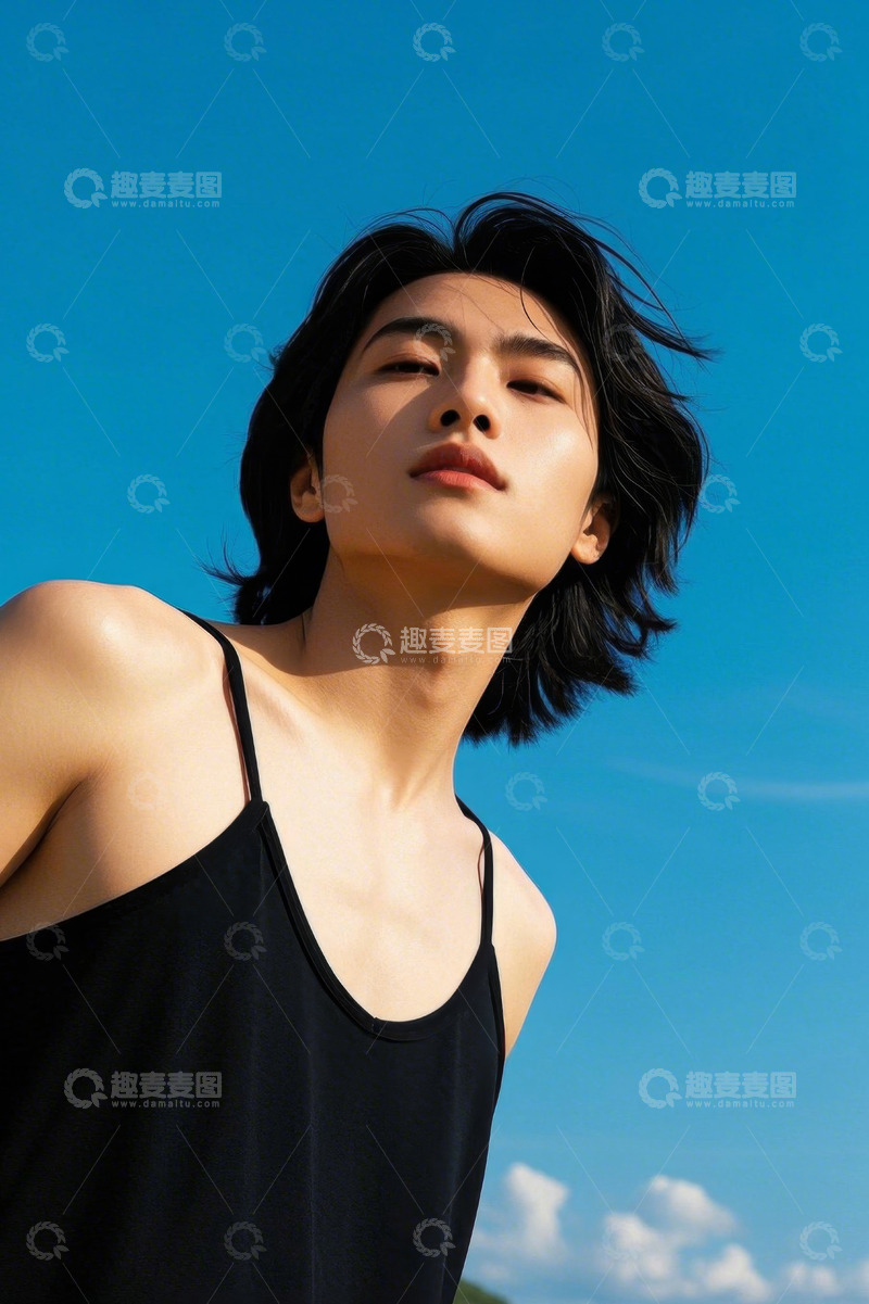 高清大图下载【趣麦麦图】阳光下英俊少年侧颜写真