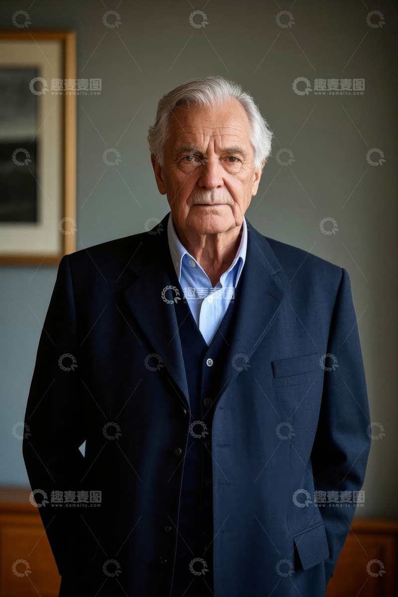 高清大图下载【趣麦麦图】一位穿着西装的优雅老年男士肖像