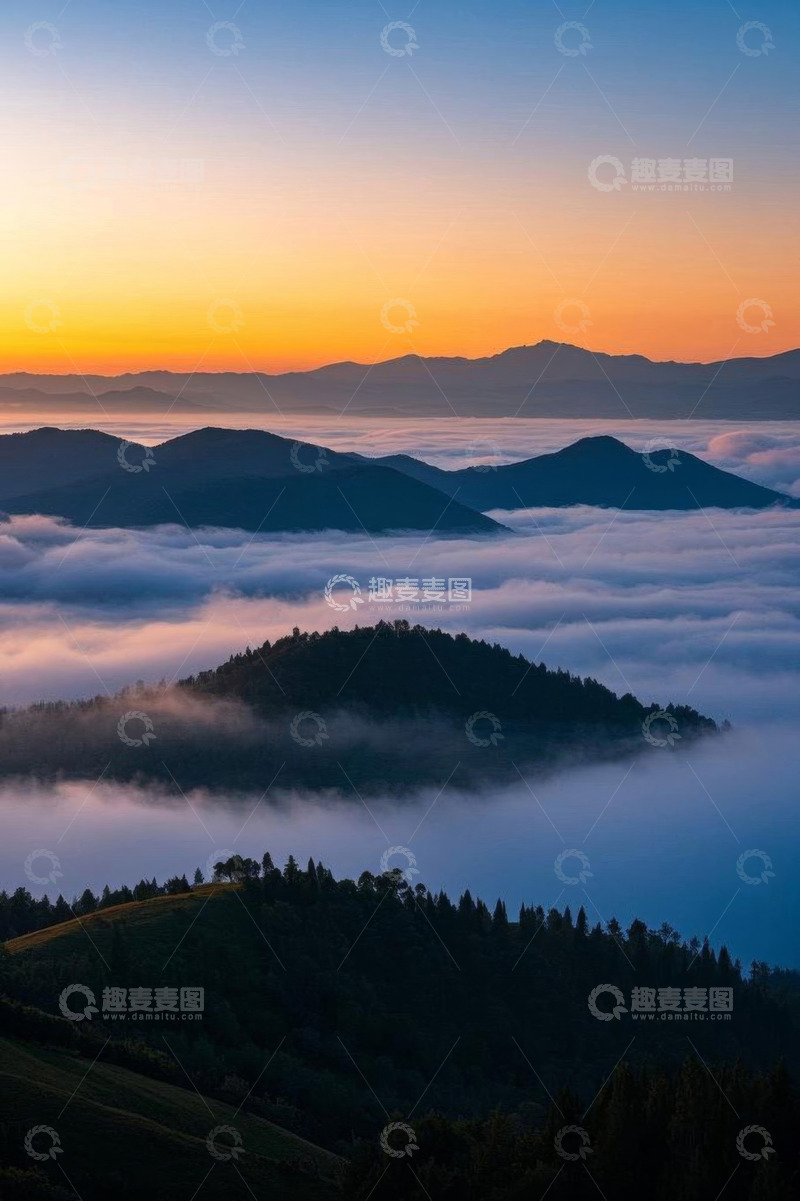 高清大图下载【趣麦麦图】山间云海日出自然景观