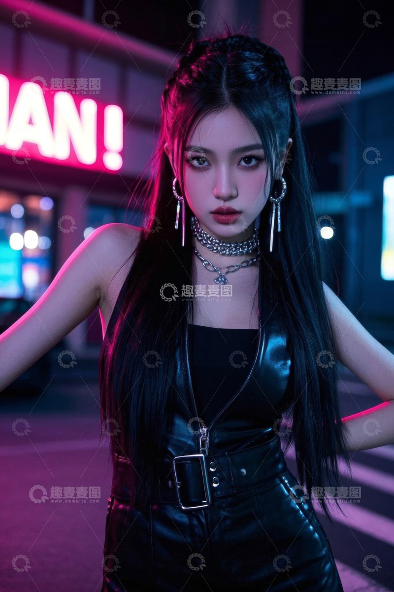 高清大图下载【趣麦麦图】酷炫都市女孩时尚街拍