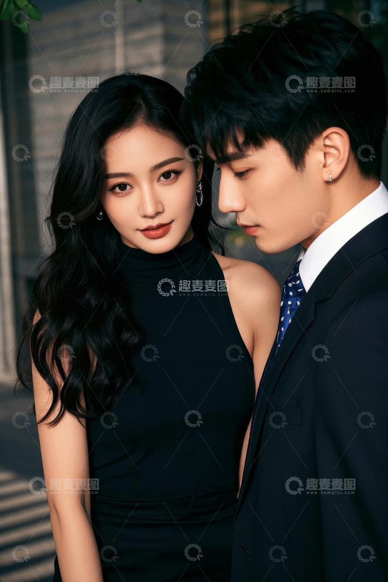 高清大图下载【趣麦麦图】时尚情侣黑色系写真大片