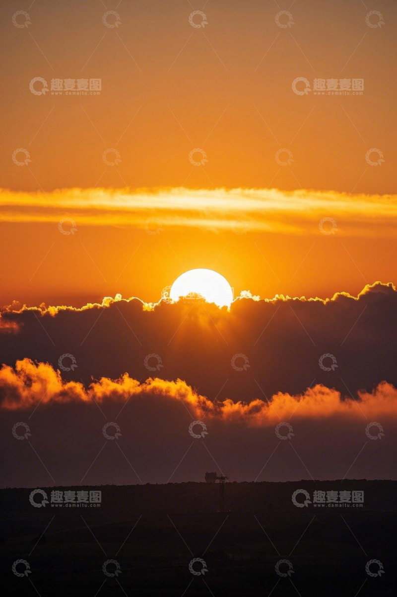 高清大图下载【趣麦麦图】日落时分天空云彩与太阳景观