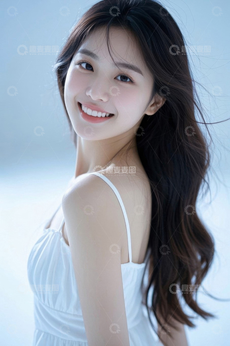 高清大图下载【趣麦麦图】笑容甜美长发女孩写真