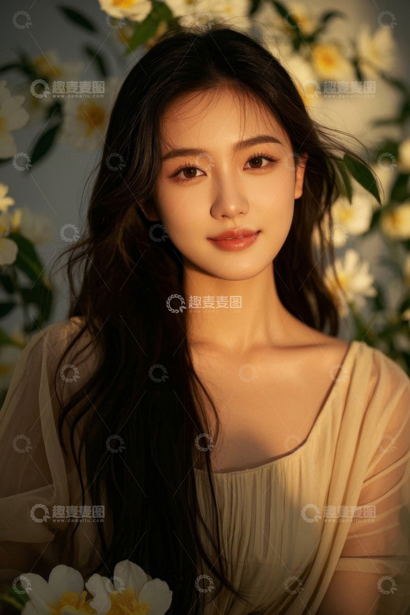 高清大图下载【趣麦麦图】阳光下温柔美丽的少女