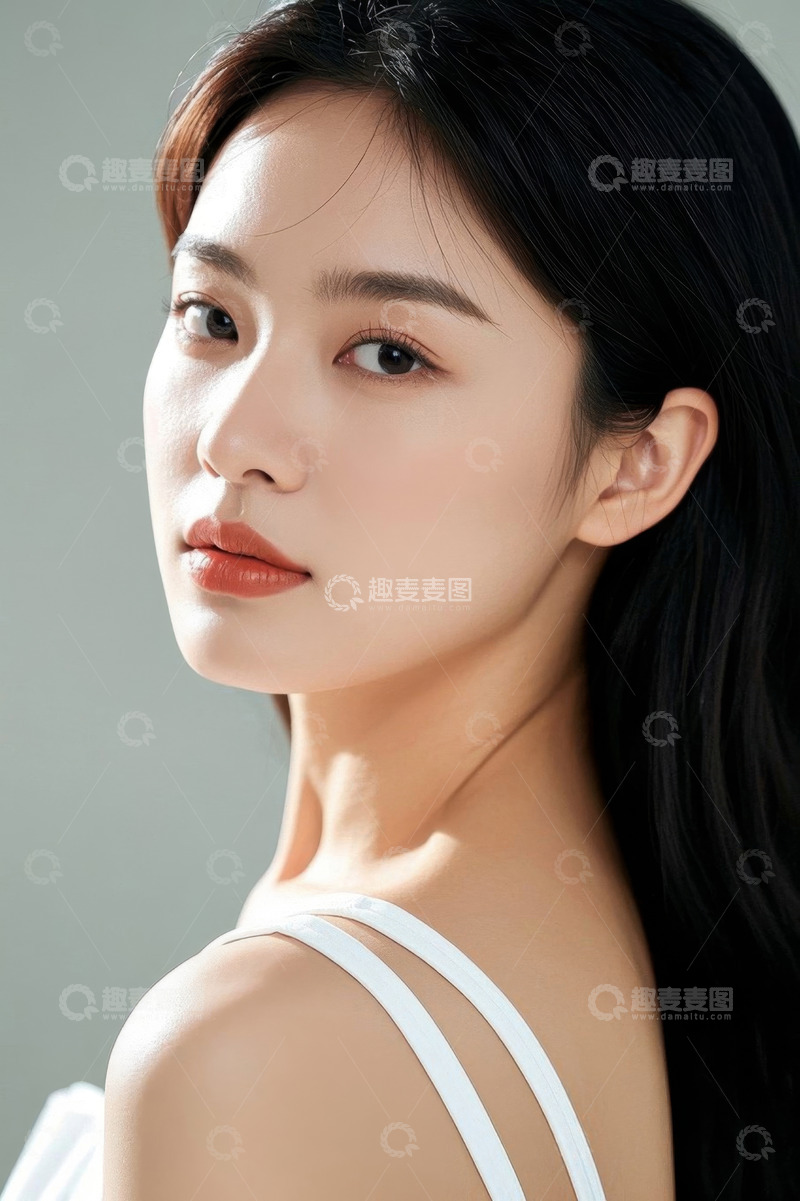 高清大图下载【趣麦麦图】美丽女子侧颜照时尚写真