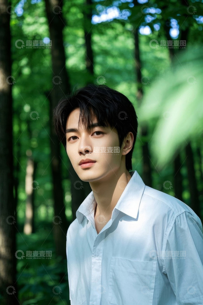 高清大图下载【趣麦麦图】阳光森林帅气少年写真