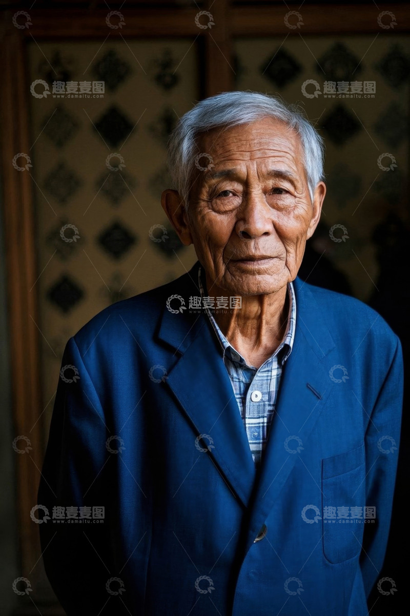 高清大图下载【趣麦麦图】一位慈祥的老人肖像照