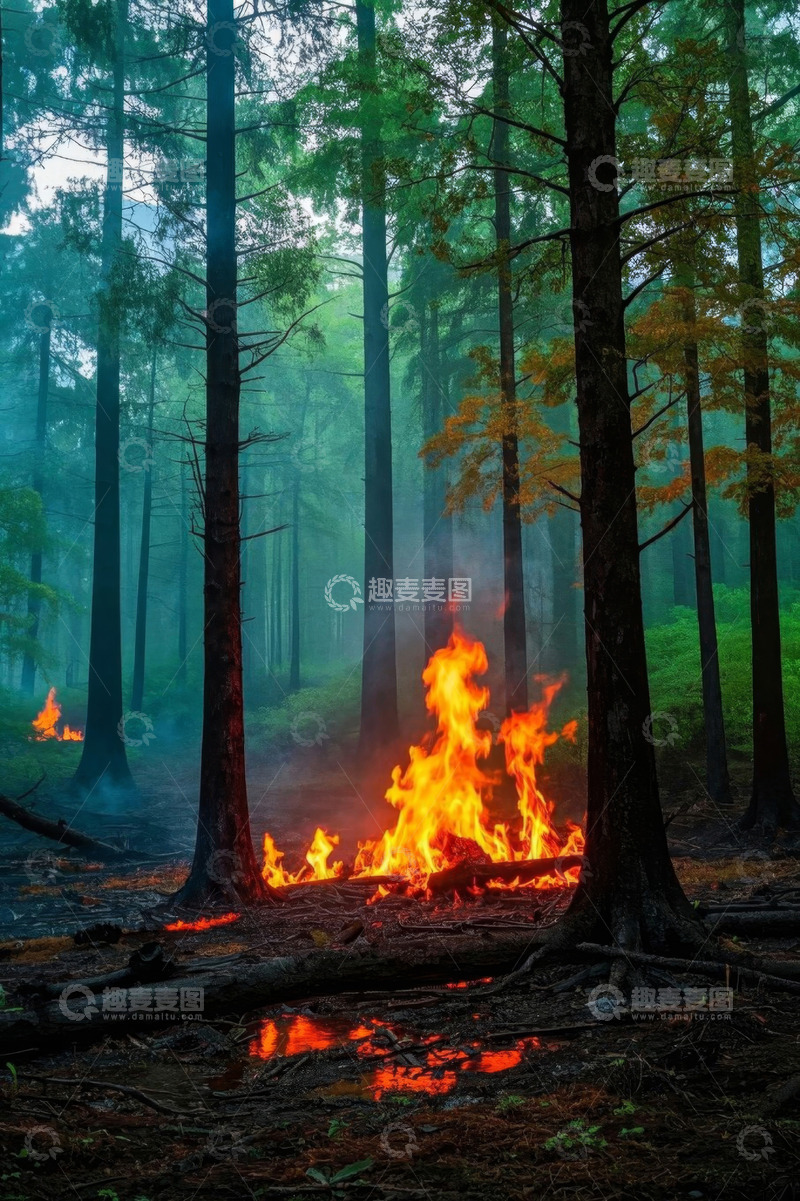 高清大图下载【趣麦麦图】森林起火场景