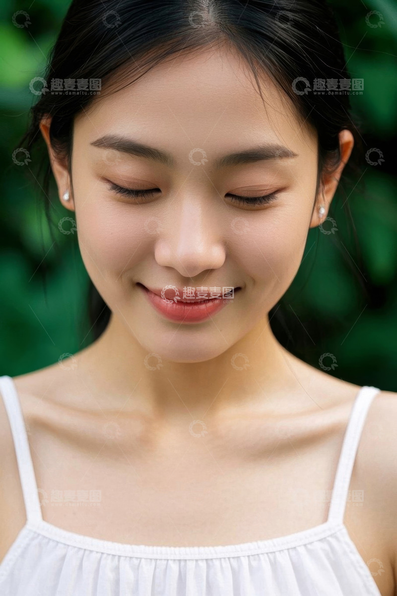 高清大图下载【趣麦麦图】清纯女孩闭眼微笑写真