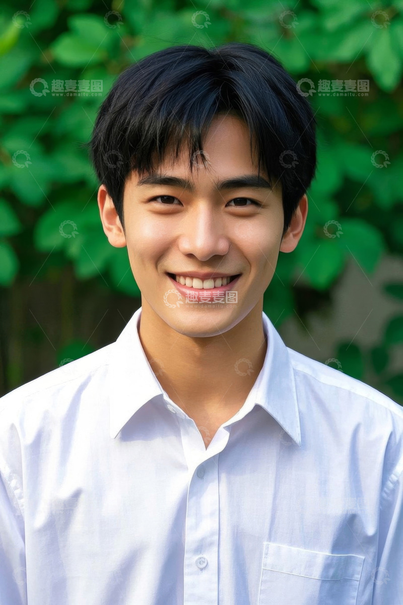 高清大图下载【趣麦麦图】阳光下笑容灿烂的年轻男生