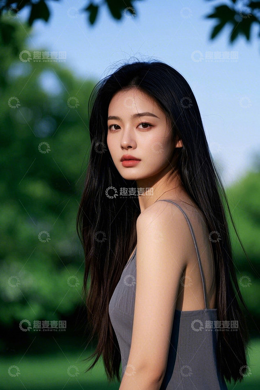 阳光下美丽的年轻女子