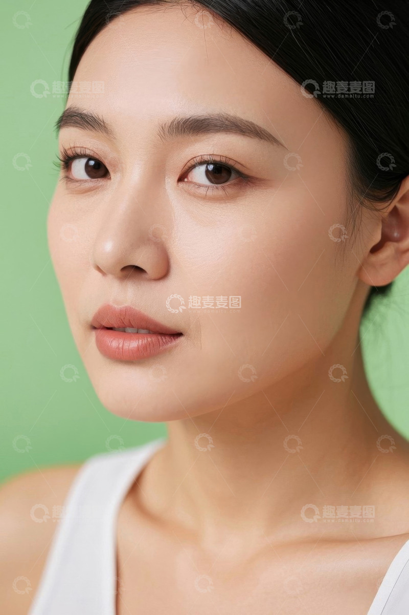 高清大图下载【趣麦麦图】亚洲女性特写肖像清新淡雅
