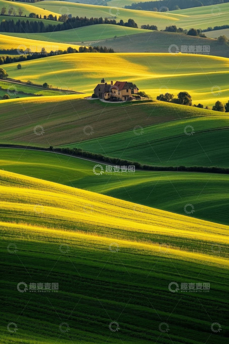 高清大图下载【趣麦麦图】田园风光中的乡村小屋