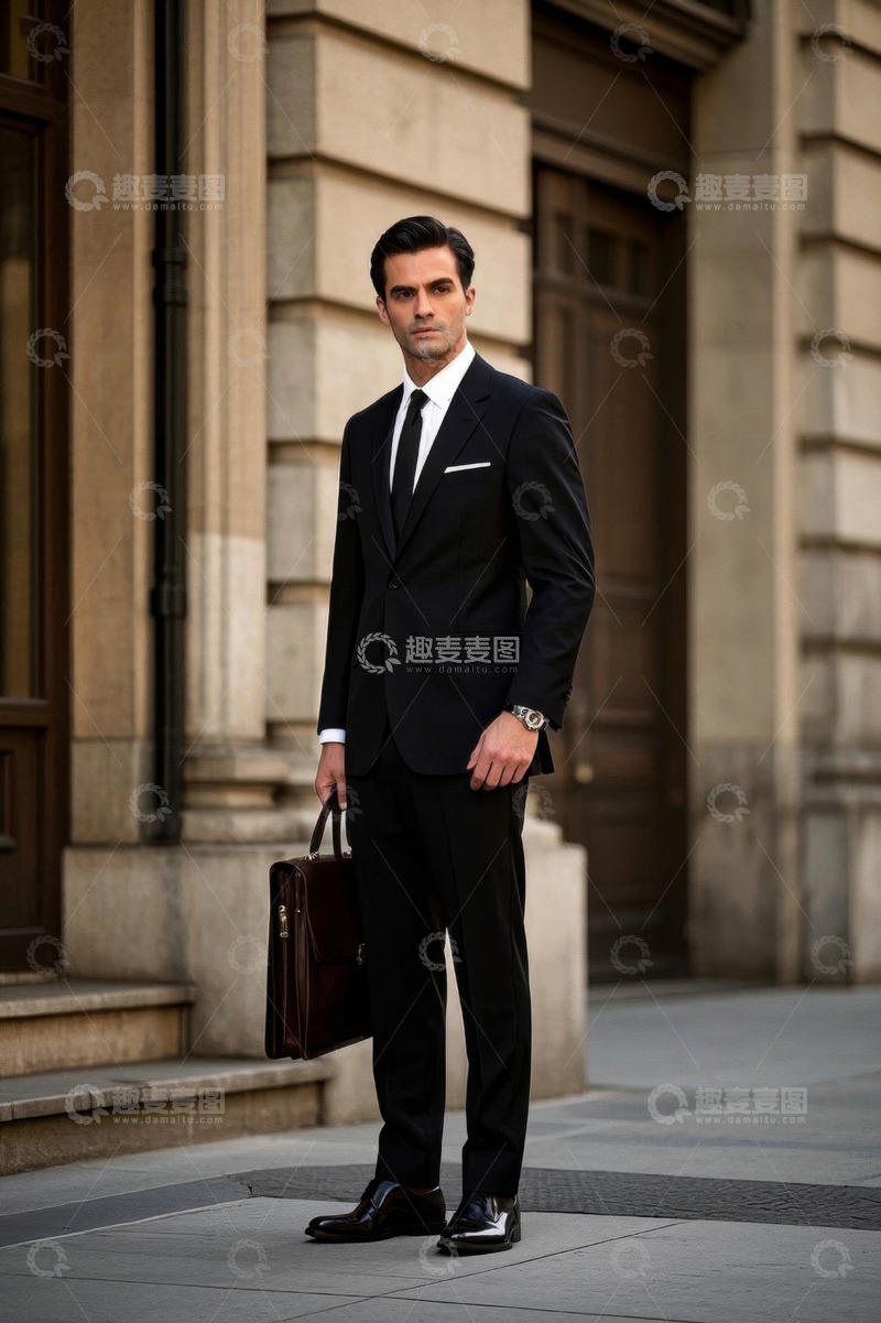 高清大图下载【趣麦麦图】西装革履男士街景肖像