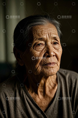 饱经风霜的老年女性肖像