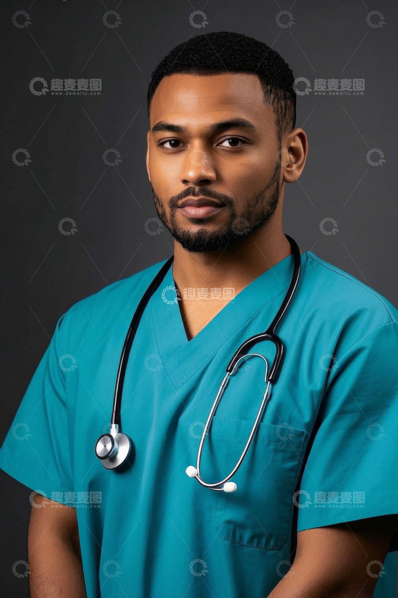 高清大图下载【趣麦麦图】年轻男医生穿着蓝色制服