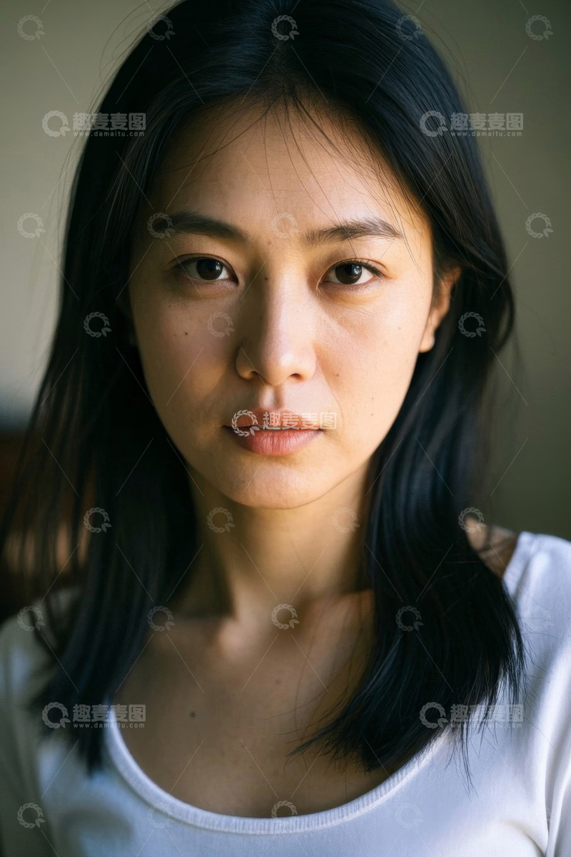 高清大图下载【趣麦麦图】亚洲女性肖像特写眼神坚定