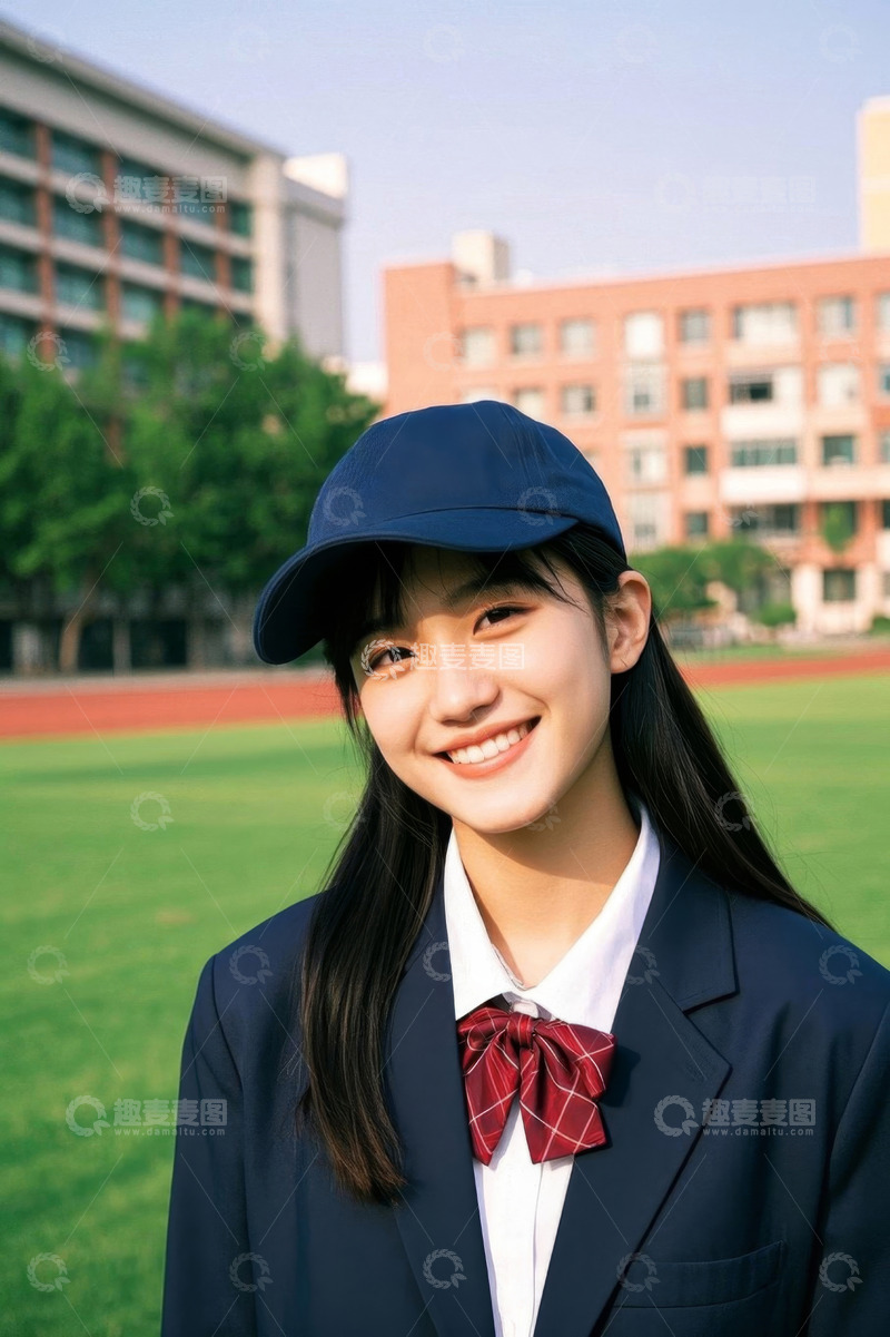 高清大图下载【趣麦麦图】青春靓丽校服女孩笑容灿烂