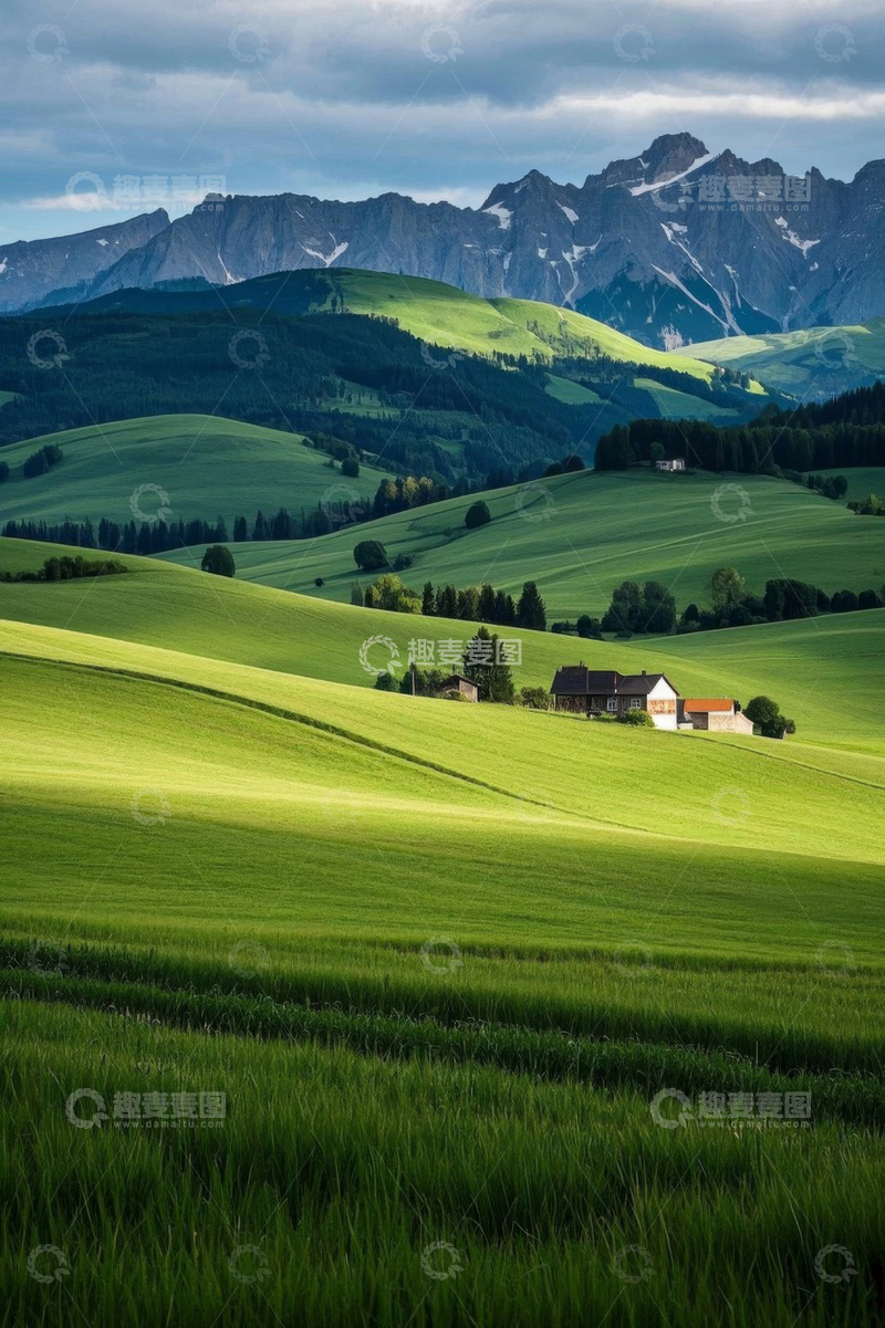 高清大图下载【趣麦麦图】绿色山丘田园风光美景