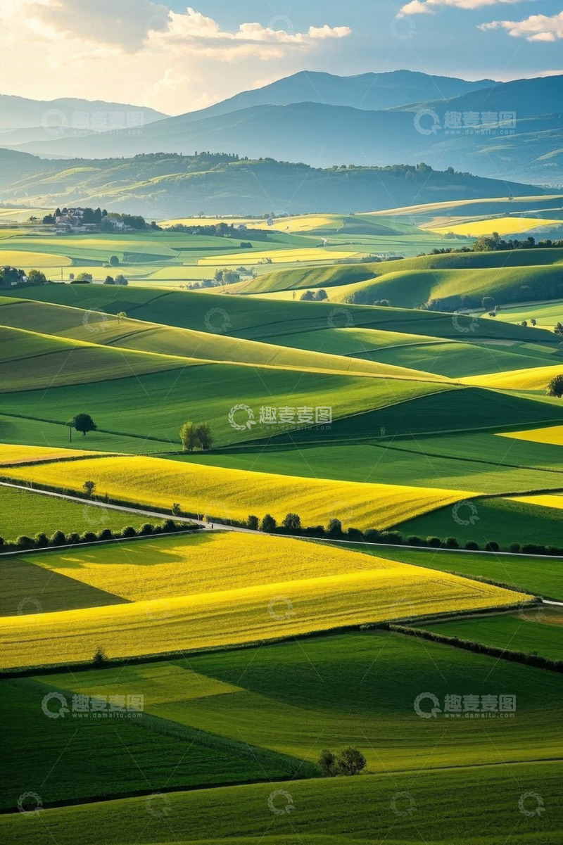 高清大图下载【趣麦麦图】田园风光田野山丘全景
