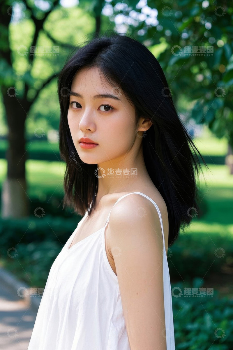 高清大图下载【趣麦麦图】清纯少女夏日公园写真