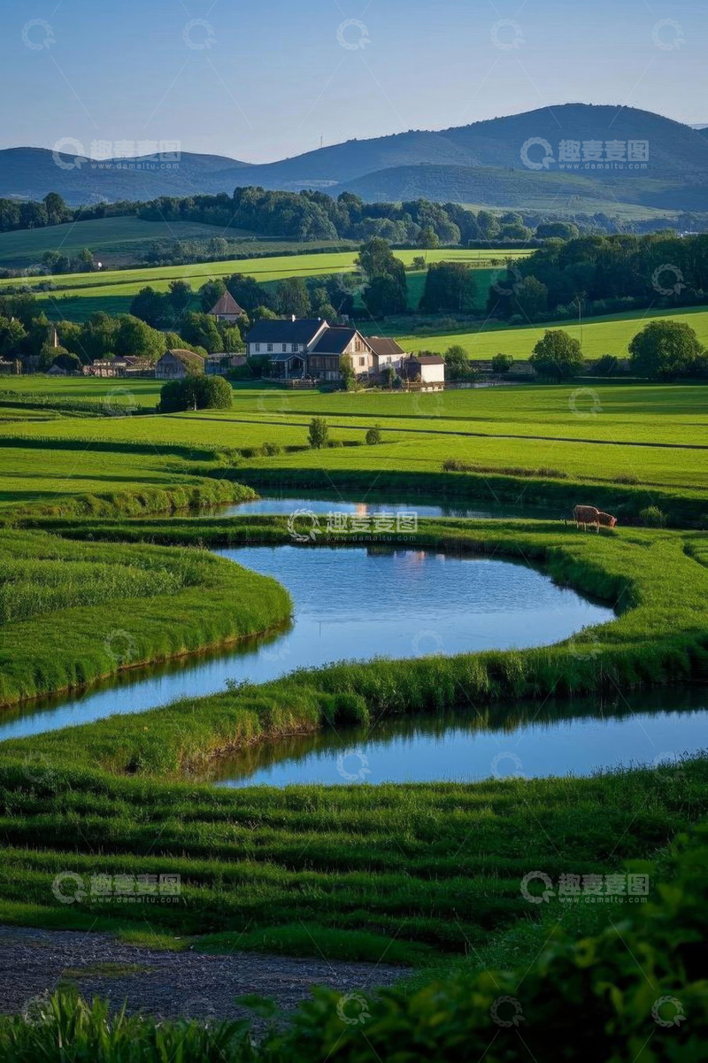 高清大图下载【趣麦麦图】乡村田野湖泊自然风光