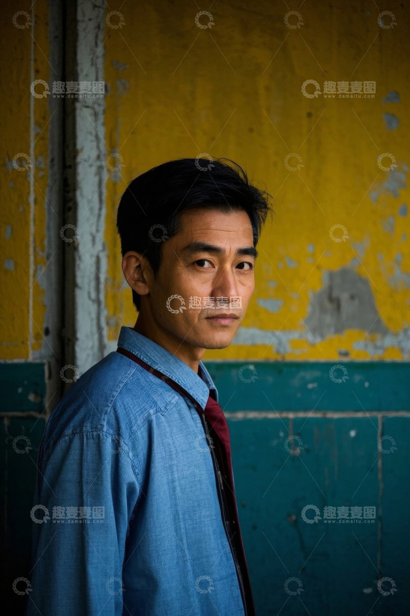高清大图下载【趣麦麦图】忧郁眼神的亚洲男子肖像
