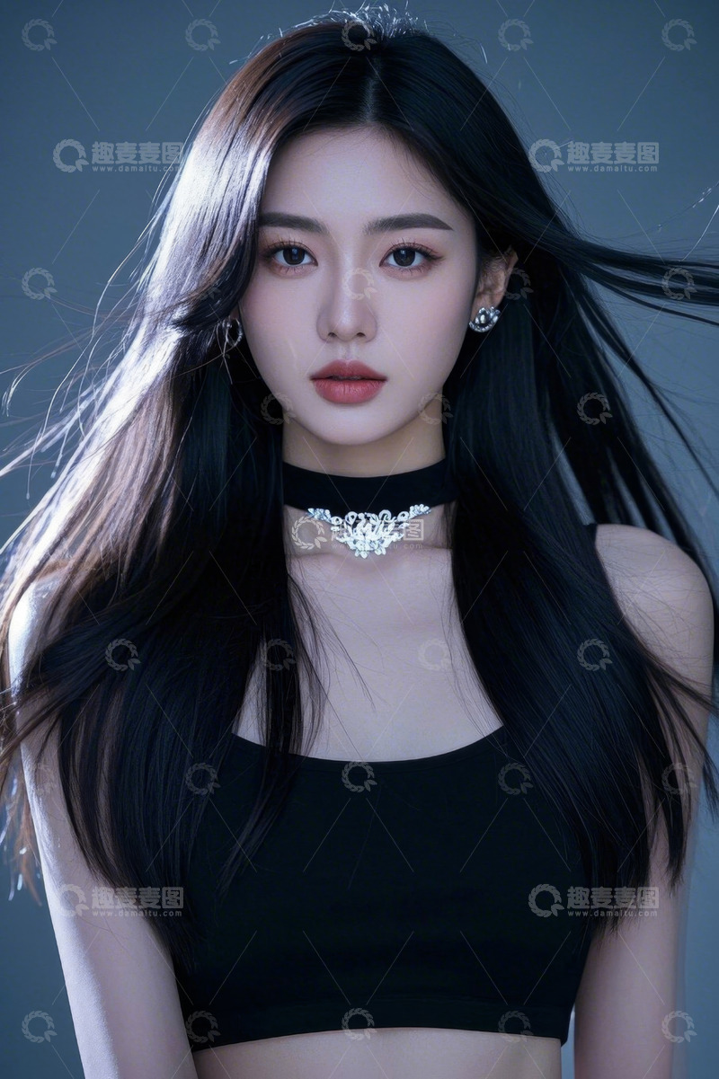 高清大图下载【趣麦麦图】时尚美女写真黑色吊带