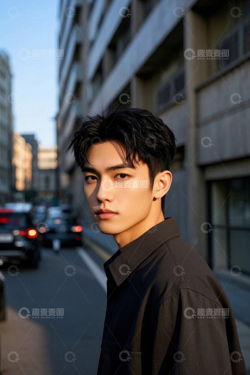 高清大图下载【趣麦麦图】阳光下帅气青年侧颜照