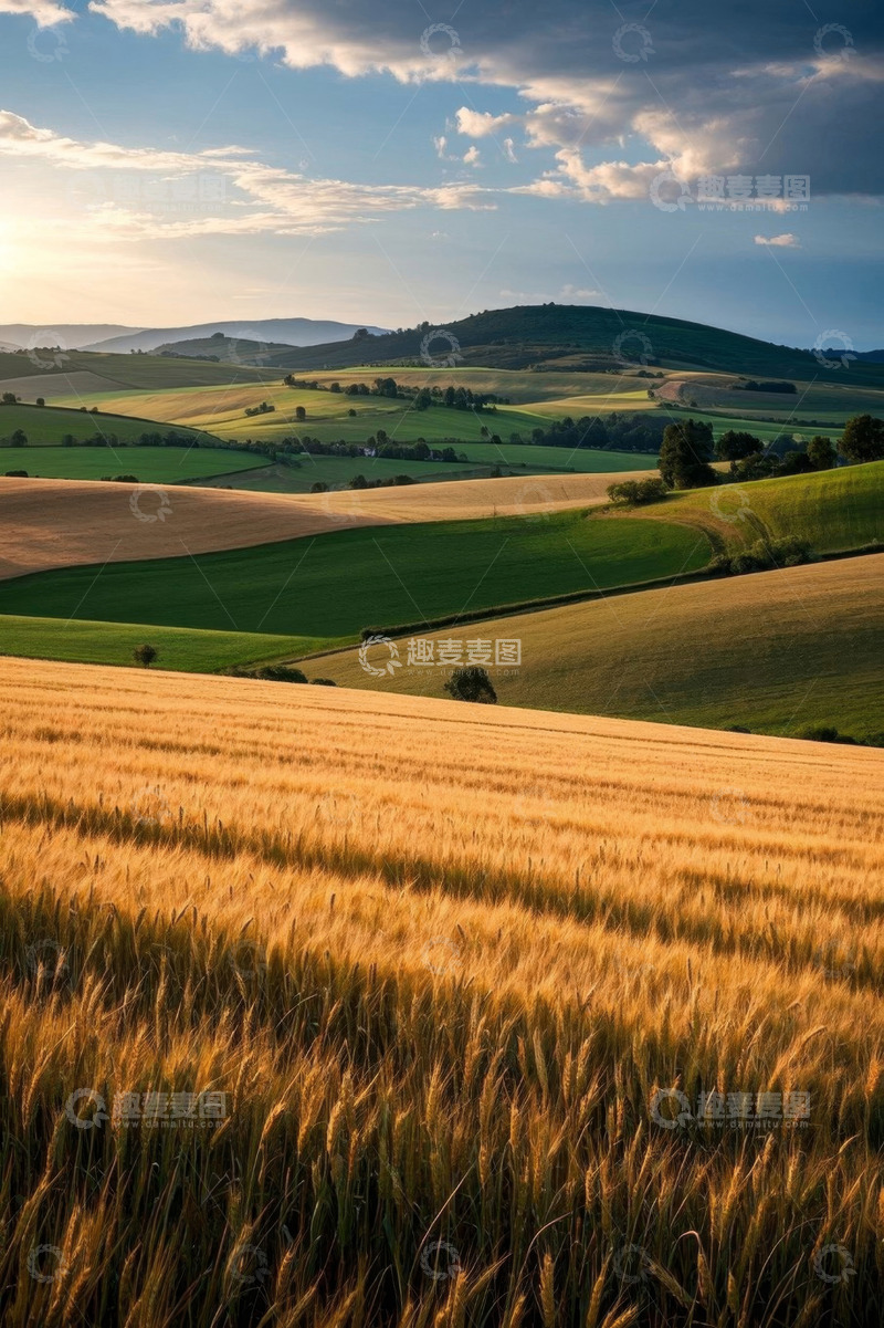 高清大图下载【趣麦麦图】田园麦田自然风光全景