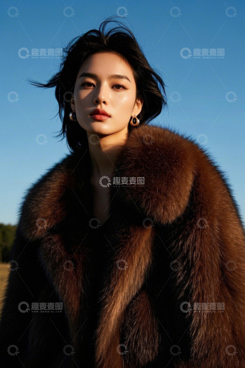 高清大图下载【趣麦麦图】时尚女子皮草大衣写真