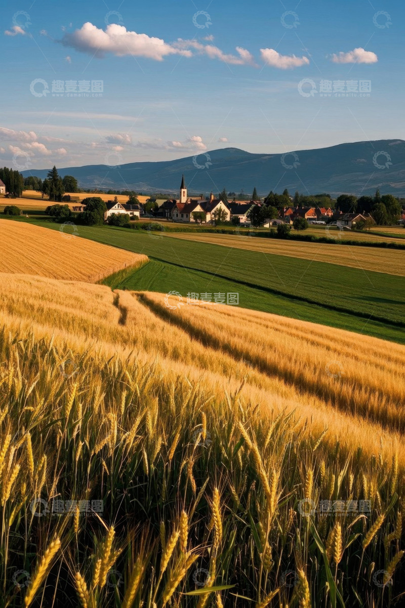 高清大图下载【趣麦麦图】田野乡村风光与成熟麦田景象