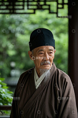 中国老年男子传统服饰写真