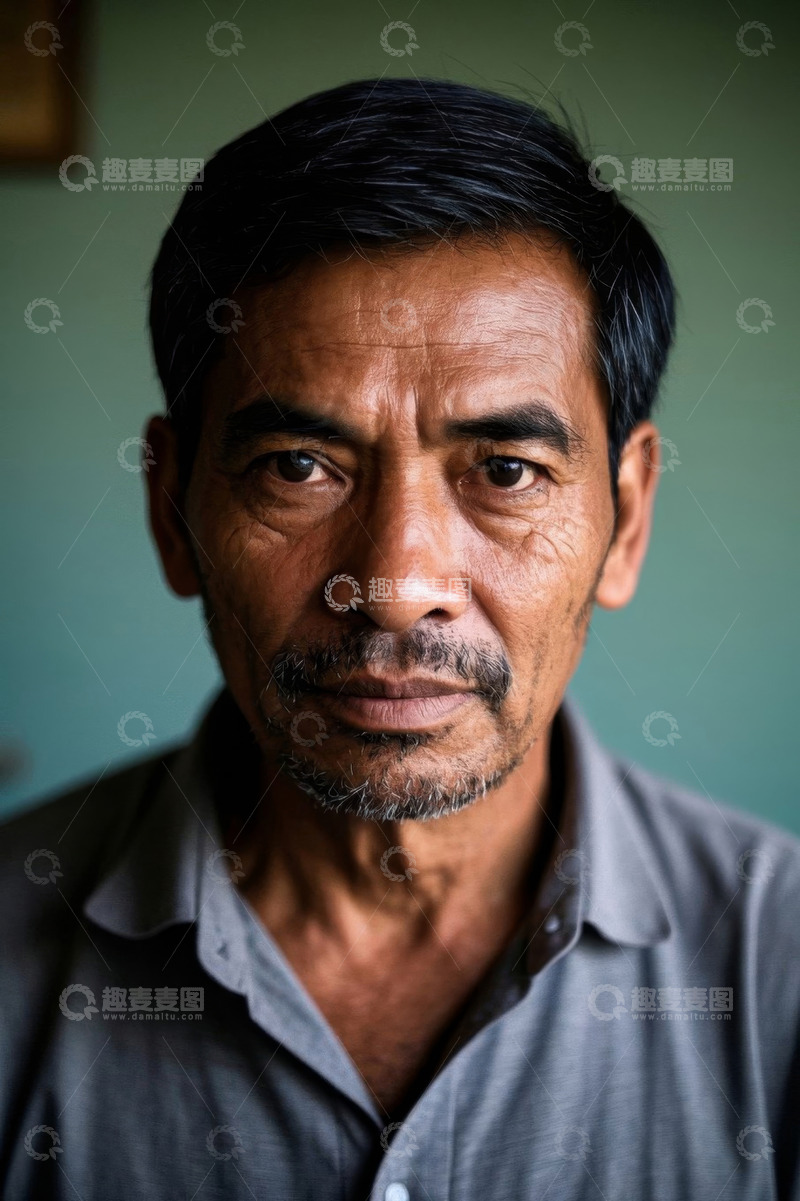 高清大图下载【趣麦麦图】一位亚洲老年男子的肖像