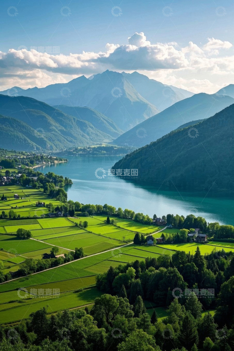 高清大图下载【趣麦麦图】山水田园自然风光全景