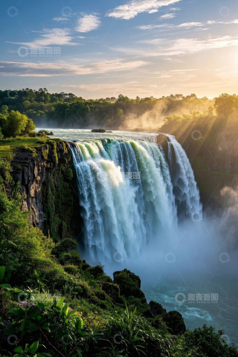 高清大图下载【趣麦麦图】壮丽自然瀑布景观