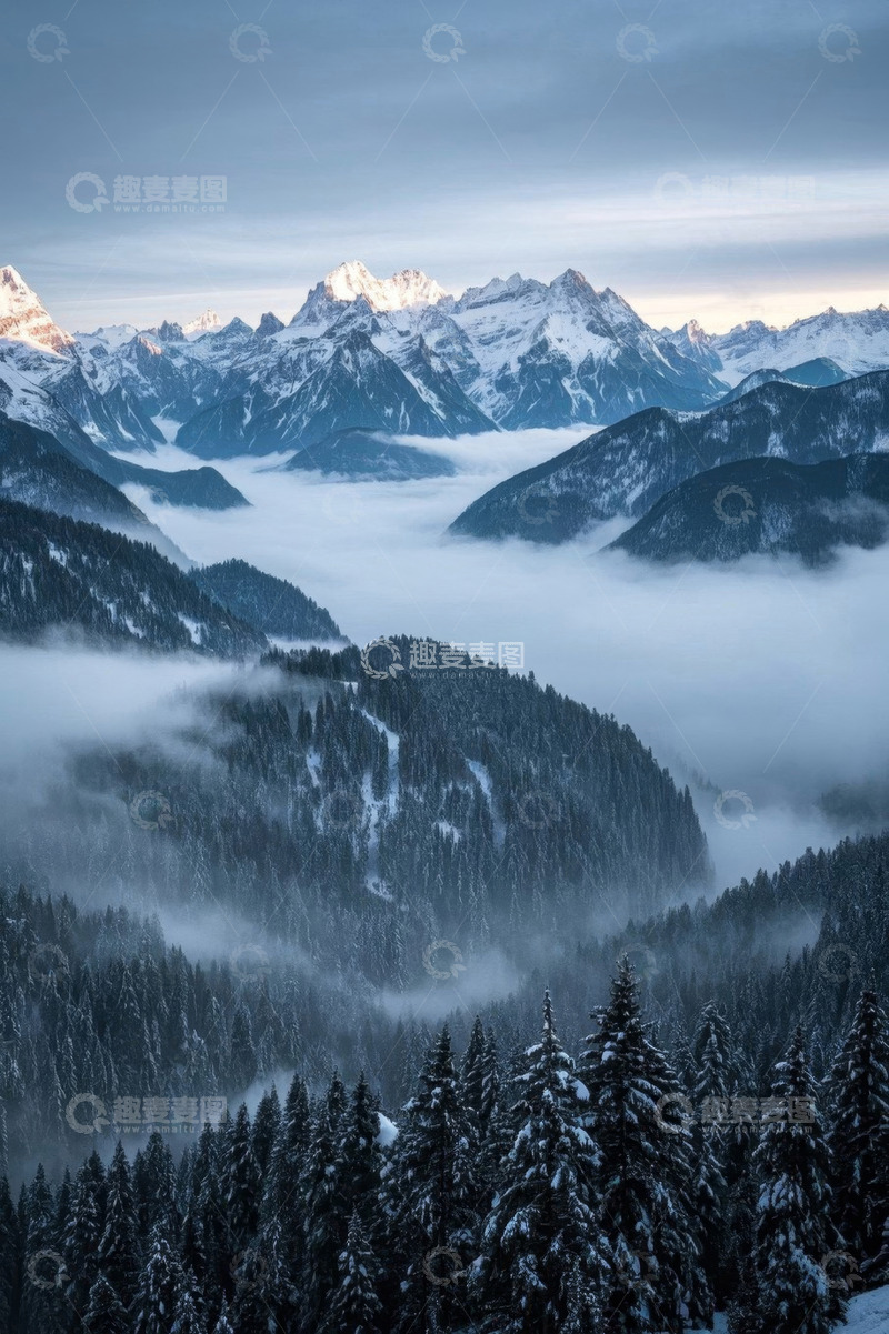 高清大图下载【趣麦麦图】雪山云海森林自然风光