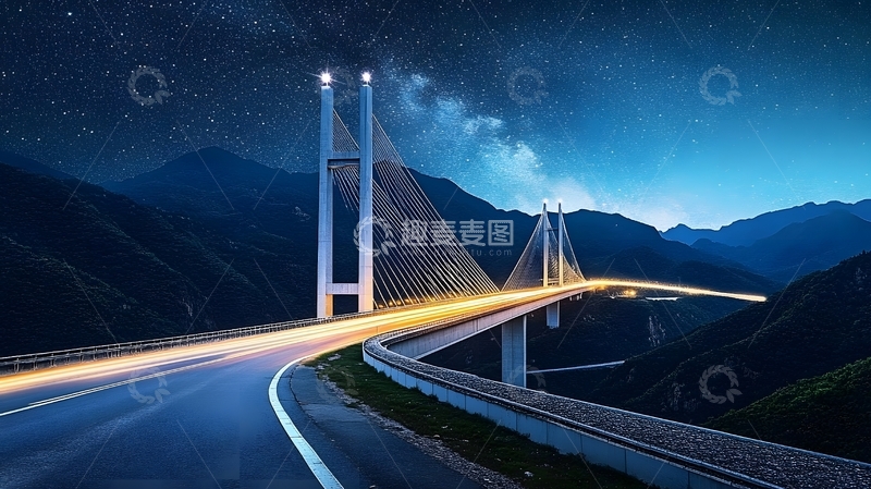 高清大图下载【趣麦麦图】夜景大桥风光摄影