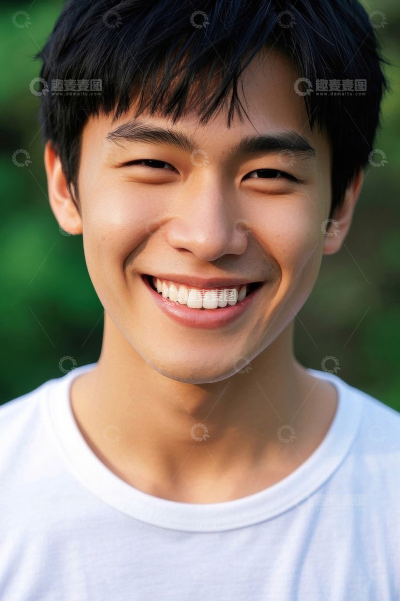 高清大图下载【趣麦麦图】阳光下笑容灿烂的亚洲年轻男子