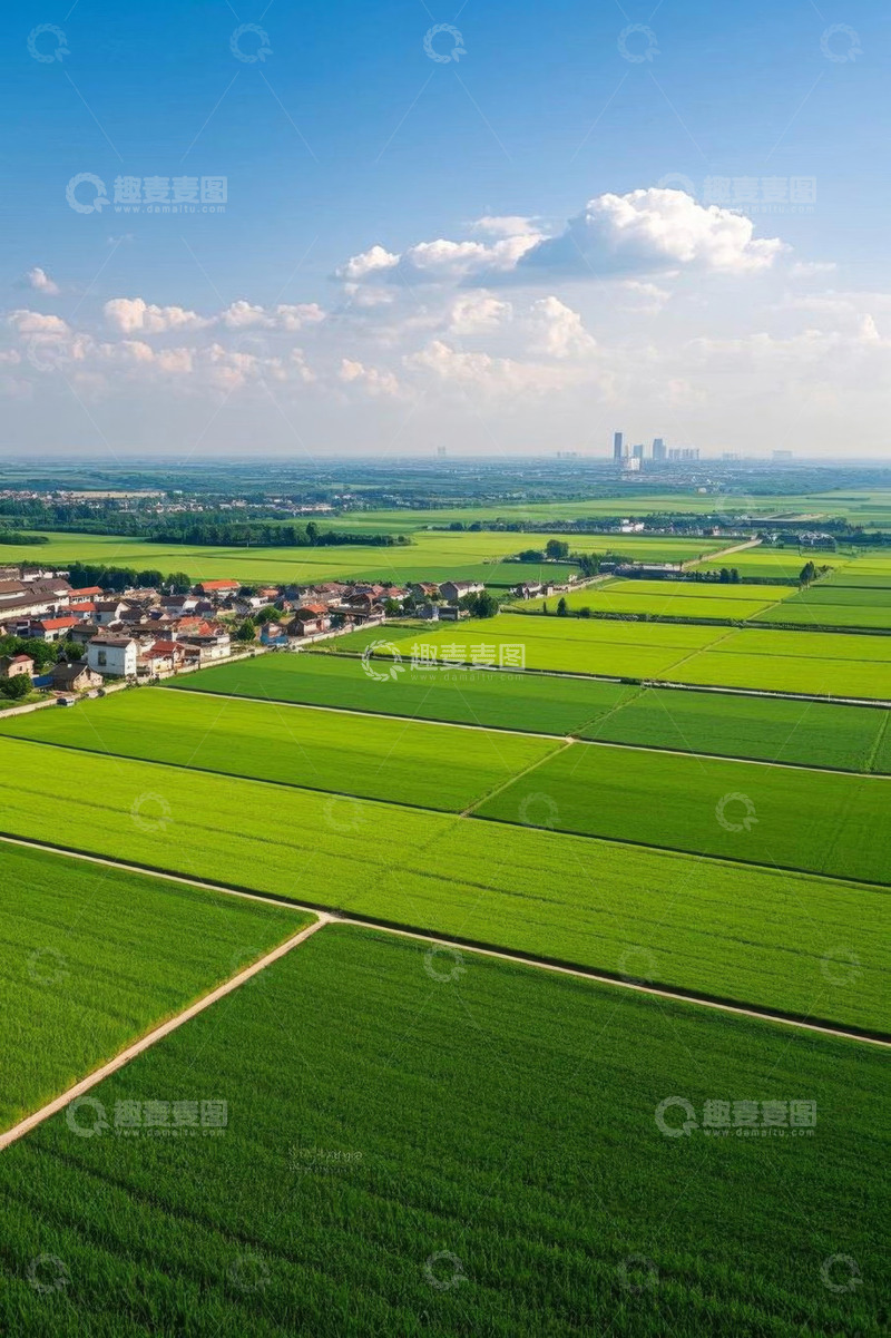 高清大图下载【趣麦麦图】乡村田野航拍全景