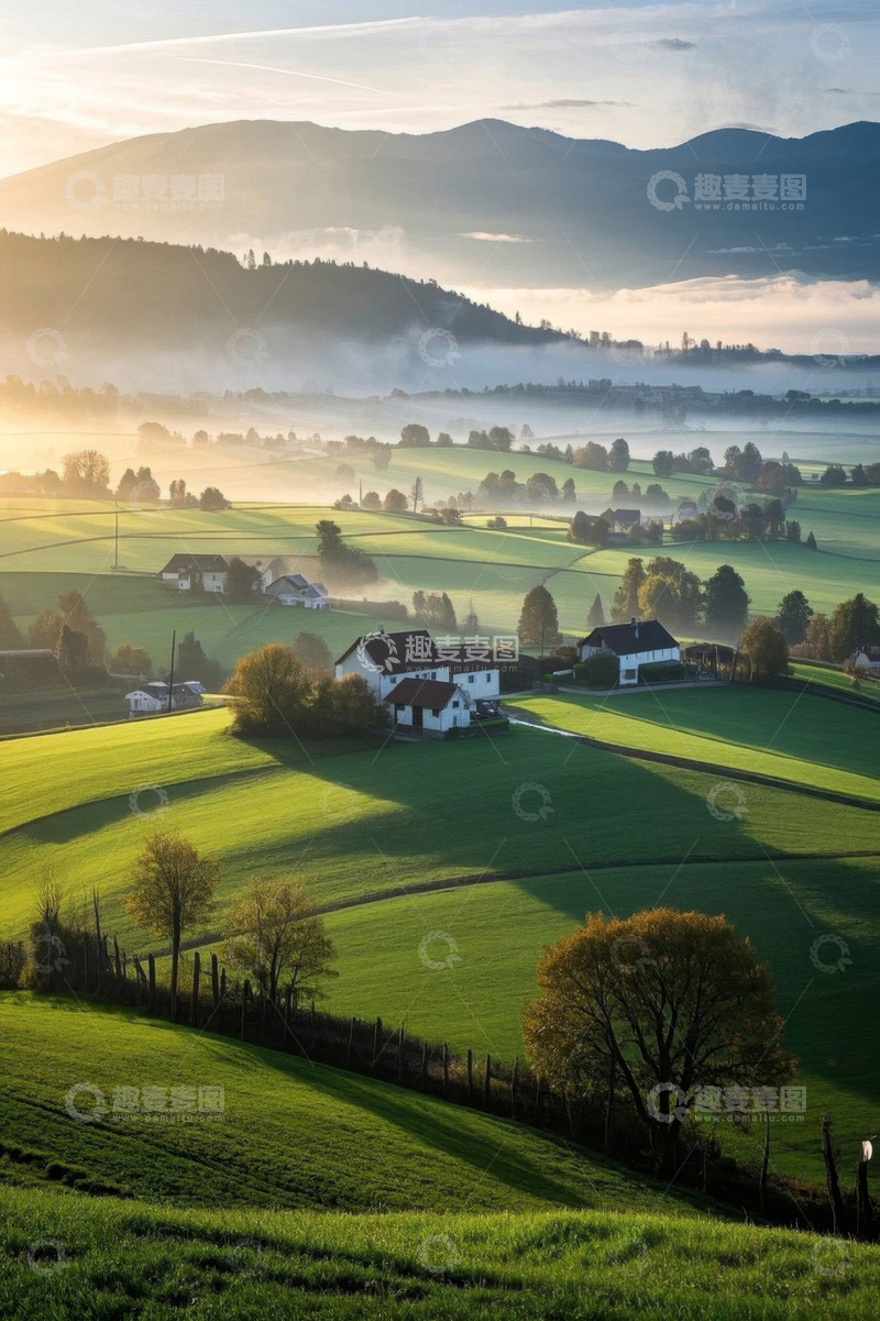 高清大图下载【趣麦麦图】田园乡村清晨自然风光